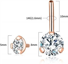 img 2 attached to Кольцо для пирсинга пупка из титана G23 с двусторонним сверкающим драгоценным камнем - 14 г, 3/8 дюйма (10 мм)