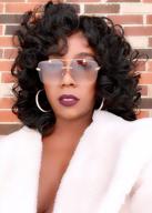 black women 14" afro kinky wig with bangs - elim short curly synthetic hair replacement wigs z221 logo