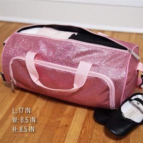 img 1 attached to Детская танцевальная сумка Wildkin для мальчиков и девочек, балетный класс и сольные концерты идеального размера, спортивная сумка из ламинированного 100% полиэстера 17X8,5X8,5 дюймов (розовый блеск)