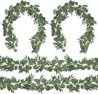artificial eucalyptus garland with willow twigs and silver dollar leaves - 4 pack of 6.2 ft greenery strings for wedding, party, doorways, table runners, and farmhouse décor centerpieces. logo