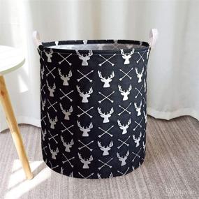 img 1 attached to 🦌 Unibedding Large Deer-themed Storage Baskets: Waterproof, Collapsible Canvas Basket for Kids Room, Toy Organization, Home Decor, and Baby Hamper (unbed-GD)