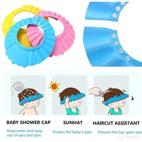 img 1 attached to 🚿 3PCS Baby Shower Cap for Kids - Adjustable Toddler Shampoo Hat, Bathing Shower Visor Cap to Protect Infants' and Toddlers' Eyes and Ears - Yellow, Red, Blue