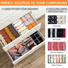 img 2 attached to Organize Your Dresser With 6 Pack Sock Underwear Drawer Dividers And Storage Bins In Grey
