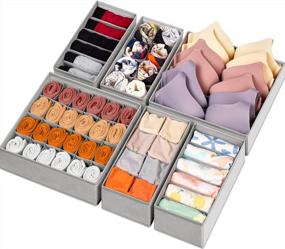 img 4 attached to Organize Your Dresser With 6 Pack Sock Underwear Drawer Dividers And Storage Bins In Grey