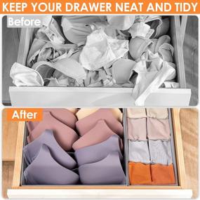 img 3 attached to Organize Your Dresser With 6 Pack Sock Underwear Drawer Dividers And Storage Bins In Grey
