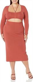 img 2 attached to Women'S Corbin Long Sleeve Halter Midi Dress With Cut Out Detail