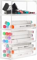 stackable clear acrylic desk organizer with 4 drawers - perfect for office supplies storage! logo