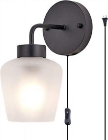 img 4 attached to Modern Wall Lamp: TeHenoo Plug-In Sconce With Frosted Glass Shade & On/Off Switch For Living Room, Bedroom & Bar
