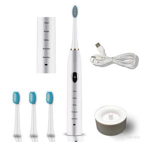 img 4 attached to 🦷 Rechargeable Waterproof Automatic Base Toothbrush (White)