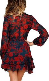 img 2 attached to ROVLET Womens Floral Sleeve Ruffle Women's Clothing : Dresses