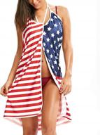 women's sexy 4th of july american flag print beach cover up dress logo