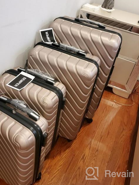 img 1 attached to 🧳 Travel in Style with Apelila's 4-Piece Hardshell Luggage Set in Rose Gold - Includes Spinner Wheels, Free Cover & Hanger review by Fred Whitehead