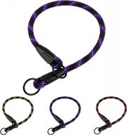 🐶 bronzedog rope choke dog collar: braided slip lead for small, medium, large dogs - purple (23.6" long) logo