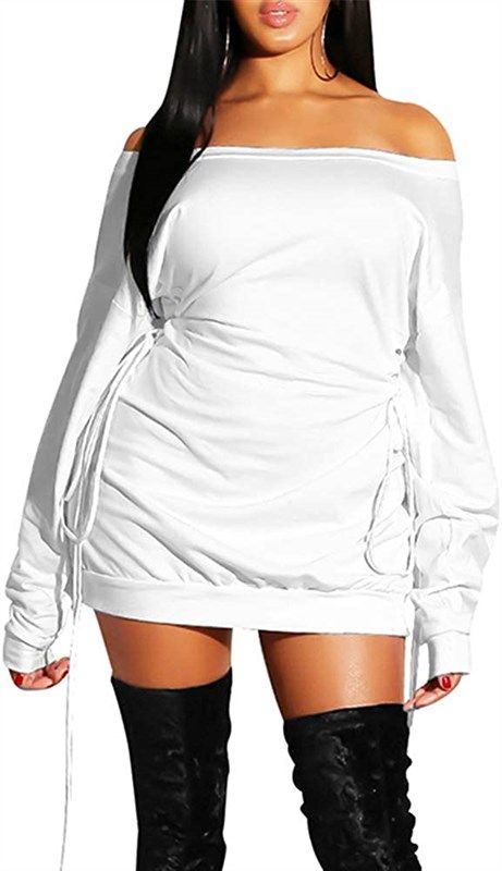 gokatosau womens casual shoulder sleeve women's clothing ~ dresses logo