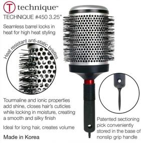 img 2 attached to 🔥 Cricket Technique #450 Thermal Hair Brush: 3.25” Barrel Styling Hairbrush with Seamless Design, Anti-Static Tourmaline Ionic Bristle for Blow Drying & Curling All Hair Types