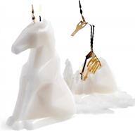 белая свеча pyropet unicorn с золотым алюминиевым каркасом - аромат мандарина, ванили и корицы - время горения 16 часов - высота 8 дюймов - идеальный подарок для любителей единорогов логотип
