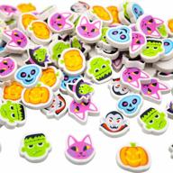 100pc halloween eraser set for kids - ghost, pumpkin, and skull shaped erasers for halloween party favors, trick or treat, and classroom rewards logo