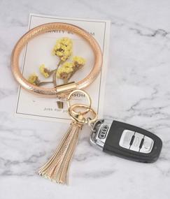 img 1 attached to Leather Tassel Key Ring Bracelet Wristlet - Stylish & Portable Women'S Gift For Keys Holder