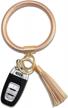 leather tassel key ring bracelet wristlet - stylish & portable women's gift for keys holder logo