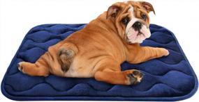 img 4 attached to Кровать для маленькой собаки для ящика: моющаяся подушка для питомника для маленьких, средних и крупных собак и кошек (23x18 дюймов, синяя)