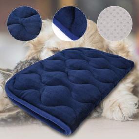 img 3 attached to Кровать для маленькой собаки для ящика: моющаяся подушка для питомника для маленьких, средних и крупных собак и кошек (23x18 дюймов, синяя)