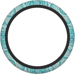 img 2 attached to 🔷 Stylish Turquoise Teal Steering Wheel Cover for Women & Men - Universal 15 Inches, Anti Slip Neoprene, Car Accessories, Protective Case - Fits SUV, Auto, Sedan, Vans, Trucks - Mandala Design