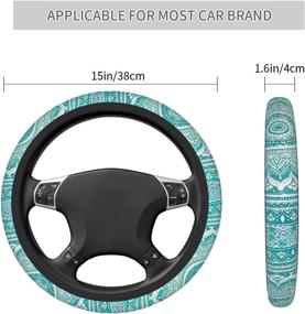 img 1 attached to 🔷 Stylish Turquoise Teal Steering Wheel Cover for Women & Men - Universal 15 Inches, Anti Slip Neoprene, Car Accessories, Protective Case - Fits SUV, Auto, Sedan, Vans, Trucks - Mandala Design