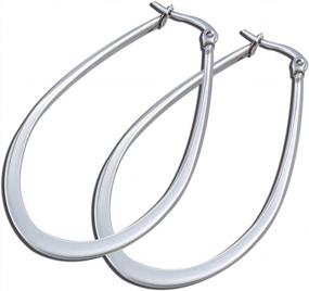 img 2 attached to Stainless Steel Women'S Teardrop Earrings Hoops 40MM 50MM 60MM By Besteel