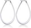 stainless steel women's teardrop earrings hoops 40mm 50mm 60mm by besteel logo