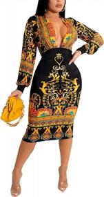 img 4 attached to Summer Ready: Shop Women'S African Printed Bohemian V Neck Bodycon Shift Dress