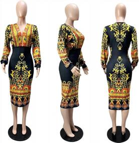 img 1 attached to Summer Ready: Shop Women'S African Printed Bohemian V Neck Bodycon Shift Dress