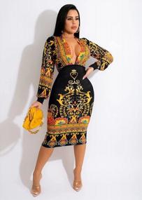 img 2 attached to Summer Ready: Shop Women'S African Printed Bohemian V Neck Bodycon Shift Dress