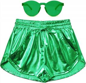 img 4 attached to Perfashion Women'S Metallic Shorts Summer Sparkly Hot Outfit Shiny Short Pants