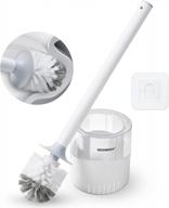 boomjoy white toilet bowl brush and holder set - sturdy bristles for effective bathroom cleaning - clear base for deep cleaning - household cleaning accessory logo