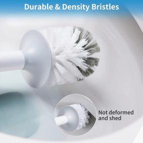 img 3 attached to BOOMJOY White Toilet Bowl Brush And Holder Set - Sturdy Bristles For Effective Bathroom Cleaning - Clear Base For Deep Cleaning - Household Cleaning Accessory
