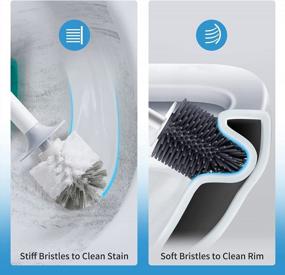 img 2 attached to BOOMJOY White Toilet Bowl Brush And Holder Set - Sturdy Bristles For Effective Bathroom Cleaning - Clear Base For Deep Cleaning - Household Cleaning Accessory