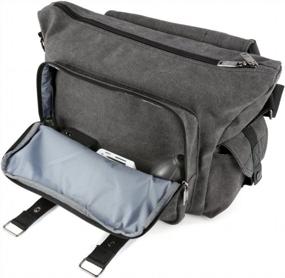 img 1 attached to 📷 Evecase Large Canvas Messenger SLR/DSLR Camera Bag with Rain Cover – Ideal for Digital Cameras, Laptops, and Accessories – Gray