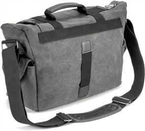 img 3 attached to 📷 Evecase Large Canvas Messenger SLR/DSLR Camera Bag with Rain Cover – Ideal for Digital Cameras, Laptops, and Accessories – Gray