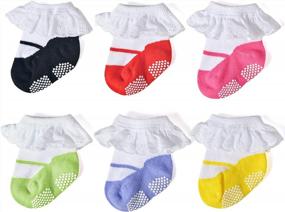 img 4 attached to Set Of 6 Non-Slip Unisex Baby Socks For Girls And Boys - EPEIUS