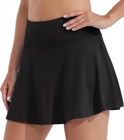 img 4 attached to Женская теннисная юбка: спортивные шорты для гольфа с высокой талией, карманами для мячей и защитой от ультрафиолета