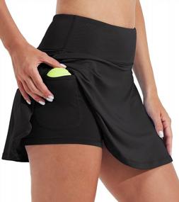 img 3 attached to Женская теннисная юбка: спортивные шорты для гольфа с высокой талией, карманами для мячей и защитой от ультрафиолета