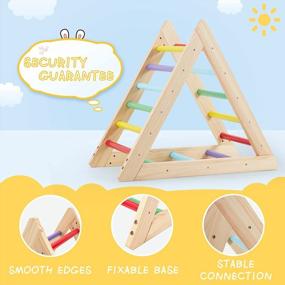 img 2 attached to Треугольный альпинист ECOTOUGE для детей, деревянная игрушка для скалолазания, безопасная домашняя игровая конструкция, идеально подходящая для малышей, мальчиков и девочек