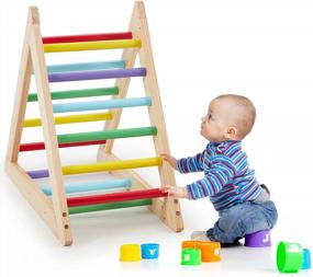 img 4 attached to ECOTOUGE Triangular Climber For Kids, Wooden Activity Climbing Toy, Safe Home Play Structure Ideal For Toddlers, Boys And Girls