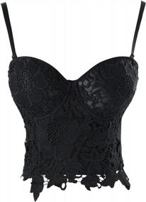 img 4 attached to Charmian Women'S Punk Goth Floral Lace Bustier Corset Party Bralet Crop Top - Perfect For Special Occasions!