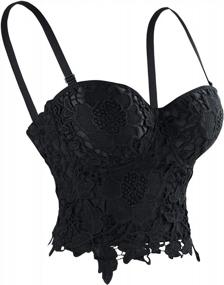 img 3 attached to Charmian Women'S Punk Goth Floral Lace Bustier Corset Party Bralet Crop Top - Perfect For Special Occasions!