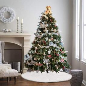 img 1 attached to 60 Inch White Faux Fur Christmas Tree Skirt - Perfect For Merry Christmas Decorations!