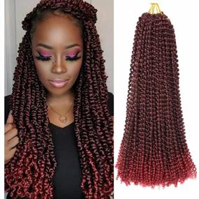 img 4 attached to Upgrade Your Style With Ubeleco Long Passion Twist Hair - 24 Inch Water Wave Crochet Hair For Women In Ombre Burgundy Long Bohemian Synthetic Curly Braiding Hair Extensions
