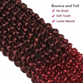 img 1 attached to Upgrade Your Style With Ubeleco Long Passion Twist Hair - 24 Inch Water Wave Crochet Hair For Women In Ombre Burgundy Long Bohemian Synthetic Curly Braiding Hair Extensions