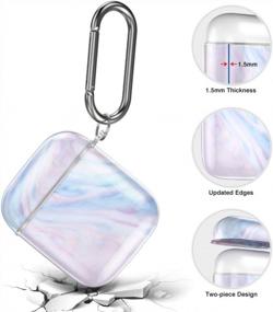 img 1 attached to Adorable Hamile Airpods Case Cover: Compatible With Apple Airpods 2 & 1, Shockproof Hard Case With Cute Pink Blue Pattern And Portable Carabiner For Women, Men, And Girls
