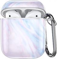 adorable hamile airpods case cover: compatible with apple airpods 2 & 1, shockproof hard case with cute pink blue pattern and portable carabiner for women, men, and girls логотип